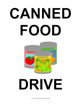 Canned Food Drive Sign Teachers Printable