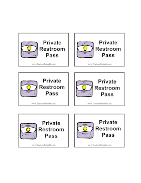 Private Bathroom Pass School Teachers Printable