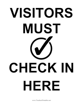 School Visitor Check In Sign Teachers Printable