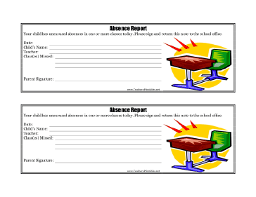 Absence Report Teachers Printable