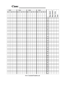 Attendance Chart Teachers Printable