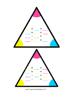 Blank Addition Subtraction Number Family Card Teachers Printable