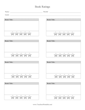 Book Rating Form Teachers Printable