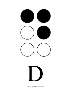 Braille D Teachers Printable