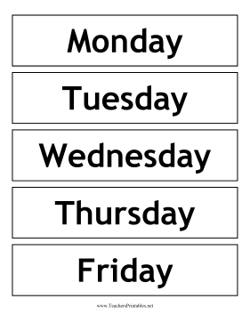 Calendar Weekdays