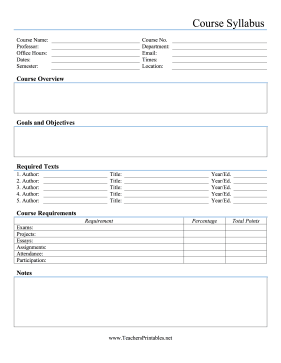 Course Syllabus Teachers Printable