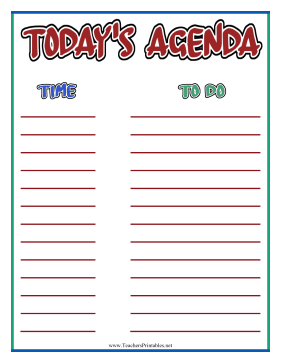 Daily Agenda Poster Teachers Printable