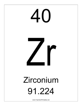 Zirconium Teachers Printable