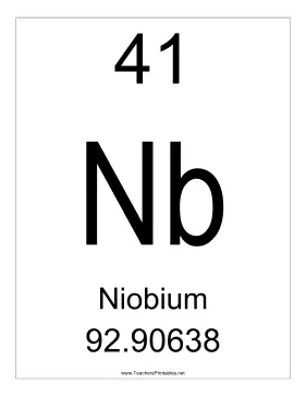 Niobium Teachers Printable