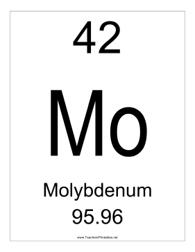 Molybdenum Teachers Printable