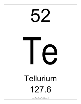 Tellurium Teachers Printable