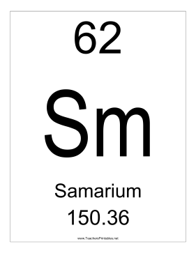 Samarium Teachers Printable