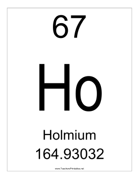 Holmium Teachers Printable