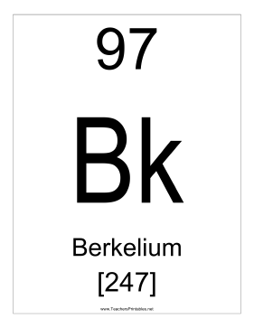 Berkelium Teachers Printable