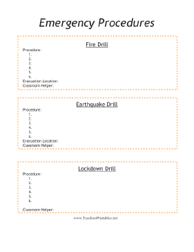 Emergency Procedures Teachers Printable