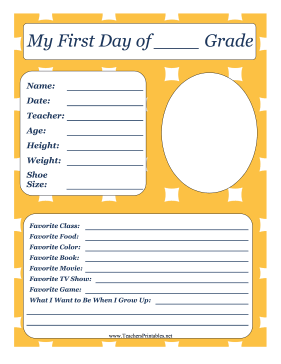 First Day of School Teachers Printable