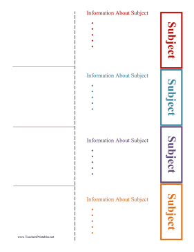 Foldable with Subject Labels Teachers Printable