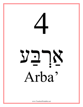 Hebrew 4 Feminine Teachers Printable