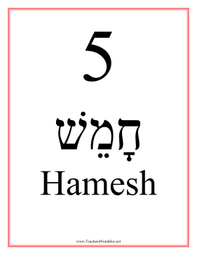 Hebrew 5 Feminine Teachers Printable