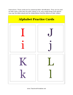 I to L Alphabet Flash Cards Teachers Printable