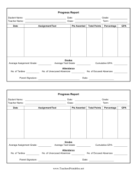 Progress Report Teachers Printable