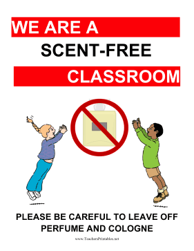 Scent-Free Classroom Poster Teachers Printable