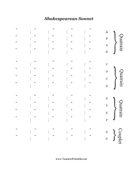 Shakespearean Sonnet Teachers Printable