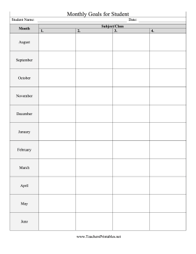 Teacher Goals For Student Teachers Printable