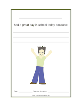 Boy Had A Great Day Teachers Printable