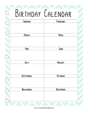 Teacher Organization Binder Birthday Calendar Teachers Printable