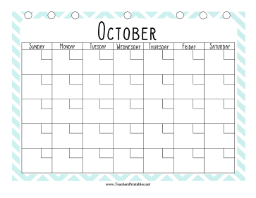 Teacher Organization Binder Calendar October Teachers Printable