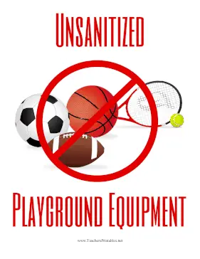 Unsanitized Playground Equipment Sign Teachers Printable