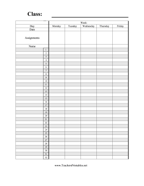 Weekly Grade Book Paper Vertical