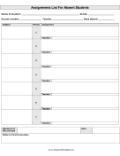 Assignments List For Absent Students